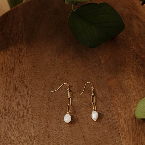 Paperclip & Pearl Earring