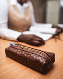 Woven Leather Pencil Case