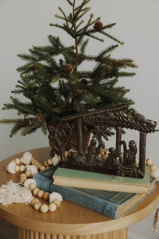 Brick Nativity Metal Art