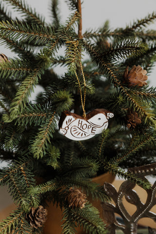 Hope Dove Hand Carved Ornament