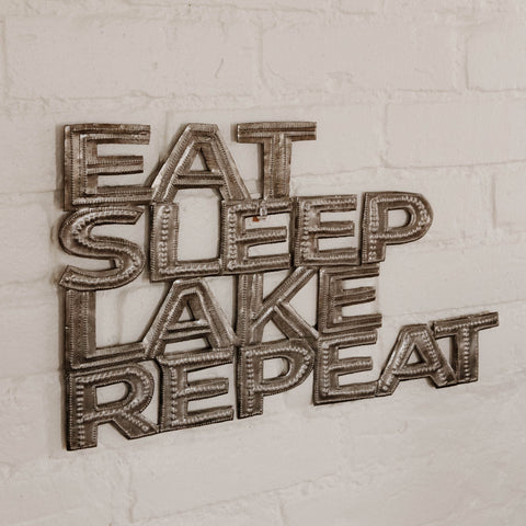 Eat Sleep Lake Repeat Metal Art