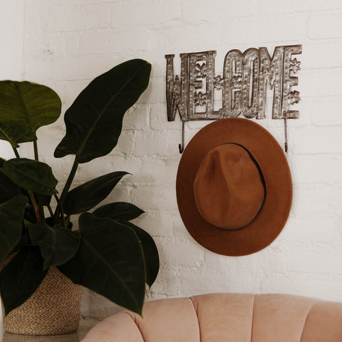 Welcome Sign & Hooks Metal Art