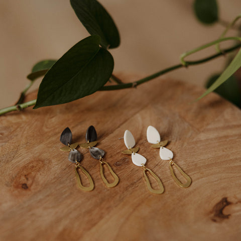 Whimsical Brass + Horn Earring