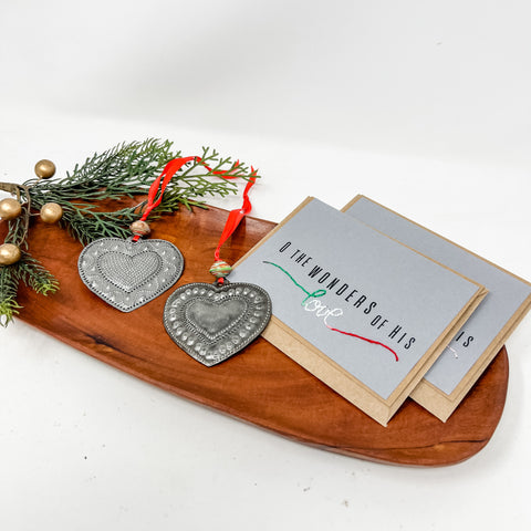 Wonders of His Love Greeting Cards + Heart Ornament Set