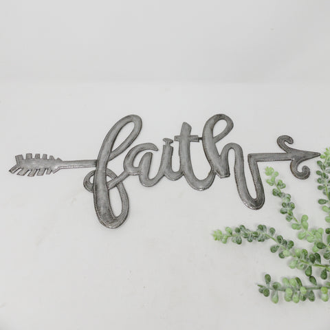 Faith with Arrow Metal Art Sign