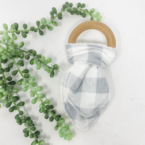 plaid teething toy