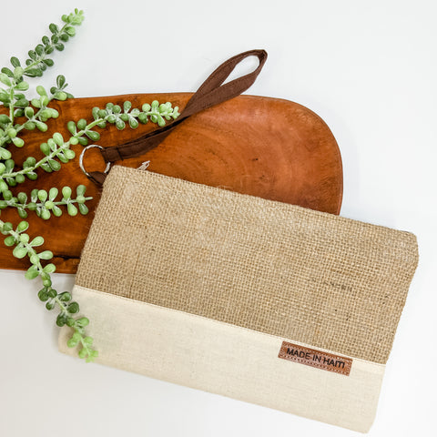 Canvas + Burlap Wristlet