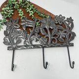 Floral Design & Hooks Metal Art